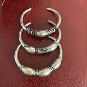 Beautiful Rare Vintage Sterling Silver Bali Style Cuff Bracelets